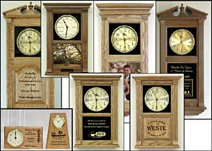 Personalized Wedding Clocks,  custom etched anniversary clocks, custom laser etched clocks