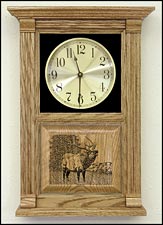 Etched Panel Wall Clocks and elk hunter clock