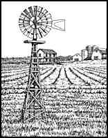 Farm Scene with Windmill